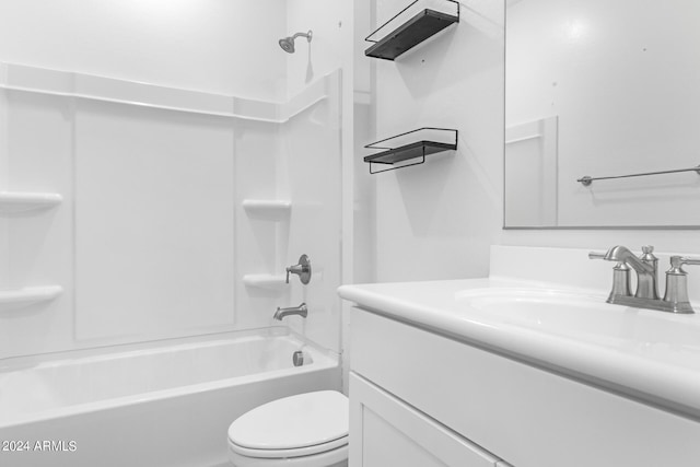 full bathroom featuring toilet, vanity, and shower / bath combination