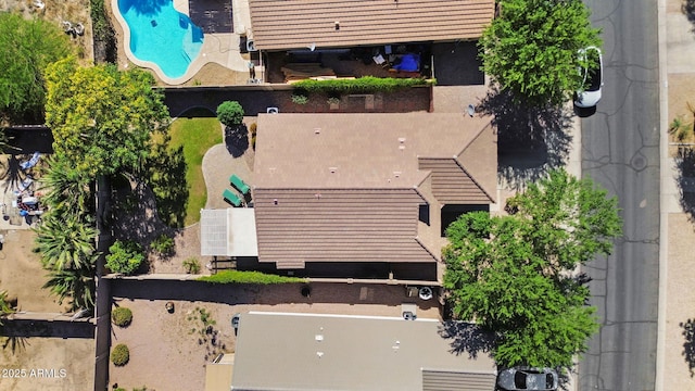 view from above of property with a pool
