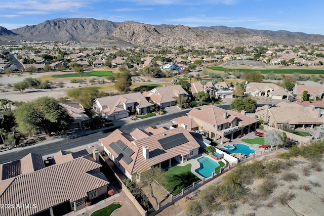 aerial view with a mountain view