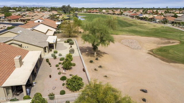 bird's eye view featuring a residential view and view of golf course