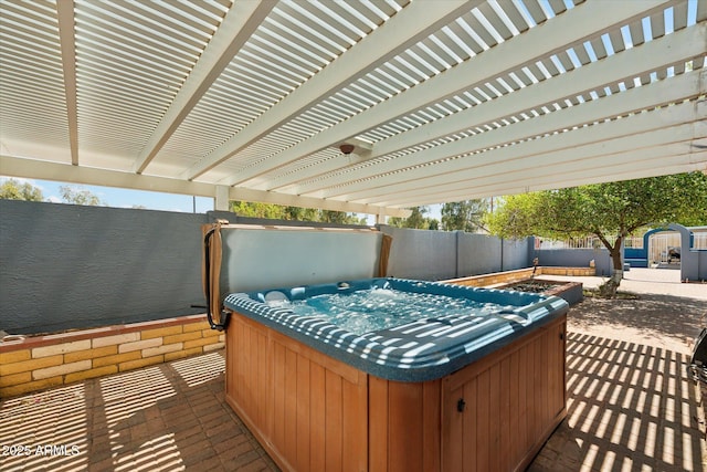 12501 E Cloud Rd, Chandler, AZ 85249 - view of patio featuring a fenced backyard and a hot tub