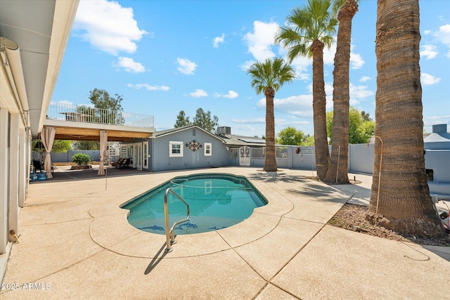 12501 E Cloud Rd, Chandler, AZ 85249 - view of pool featuring a fenced in pool, a patio area, a fenced backyard, and central AC unit