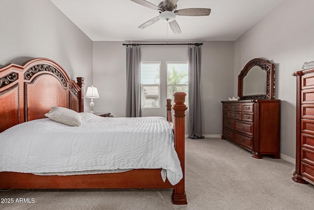 1036 W Siebold Tree Ave, Queen Creek, AZ 85140 - bedroom with light colored carpet, a ceiling fan, and baseboards