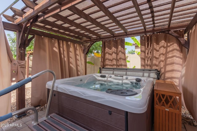 1036 W Siebold Tree Ave, Queen Creek, AZ 85140 - deck featuring a hot tub and a pergola
