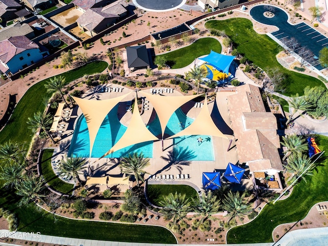 1036 W Siebold Tree Ave, Queen Creek, AZ 85140 - aerial view of property's location with a pool area