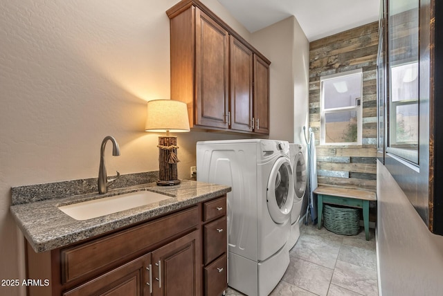 5813 E Ashler Hills Dr, Cave Creek, AZ 85331 - laundry room featuring washing machine and dryer, cabinet space, and a sink
