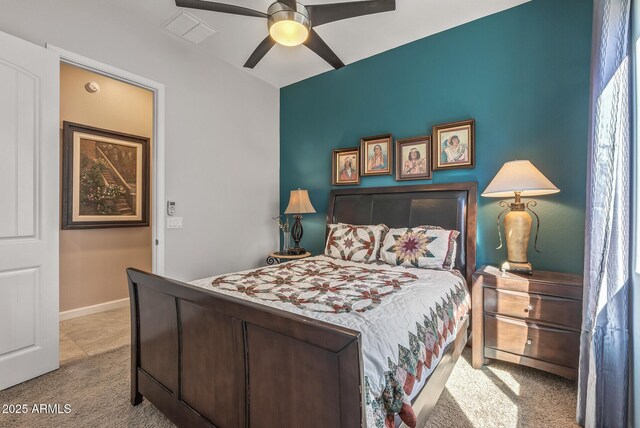 5813 E Ashler Hills Dr, Cave Creek, AZ 85331 - carpeted bedroom featuring baseboards, a ceiling fan, and visible vents