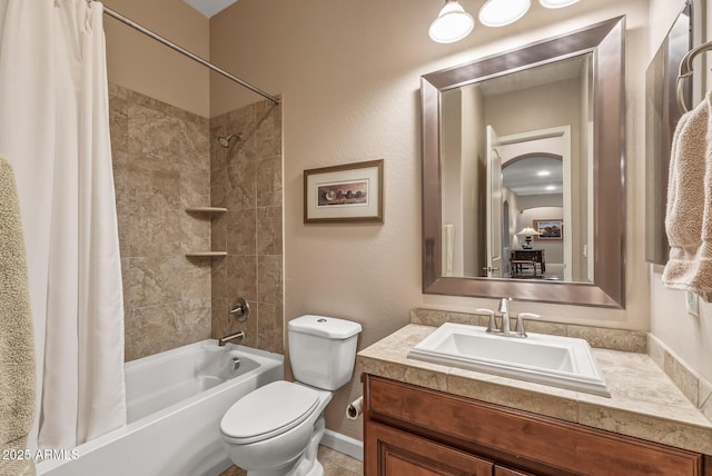 5813 E Ashler Hills Dr, Cave Creek, AZ 85331 - bathroom with toilet, vanity, and shower / bath combo with shower curtain