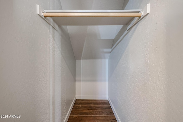 walk in closet featuring dark hardwood / wood-style floors