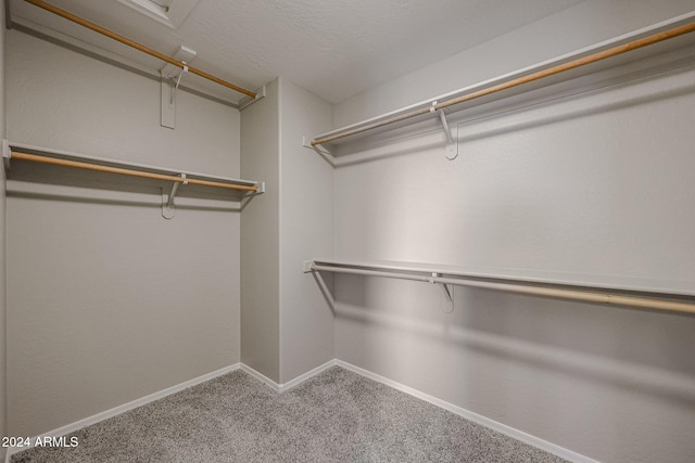 walk in closet with carpet