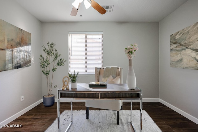 office area featuring dark wood-type flooring