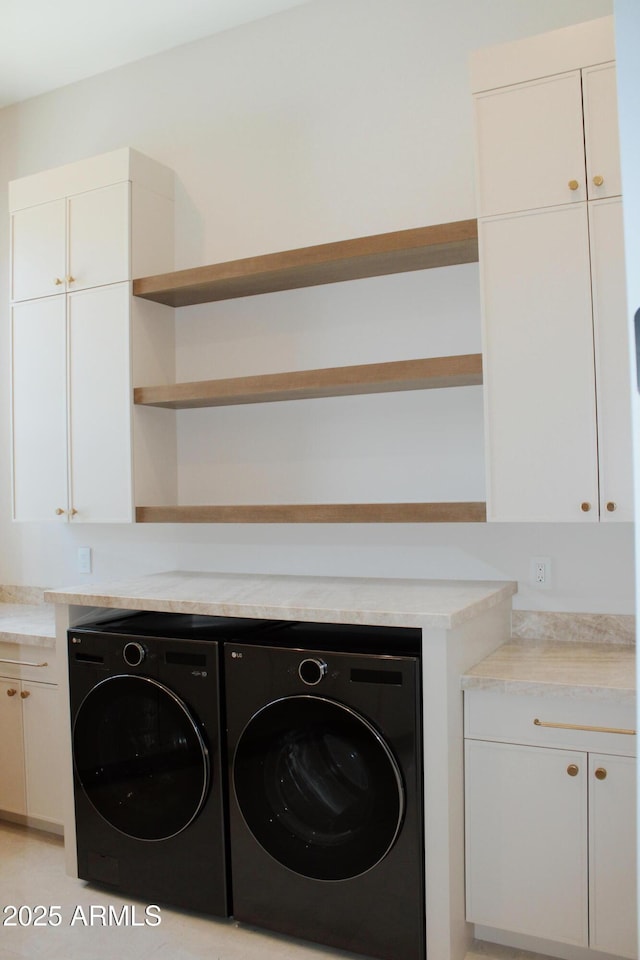 12863 E Cochise Rd, Scottsdale, AZ 85259 - laundry room featuring washing machine and dryer and cabinet space