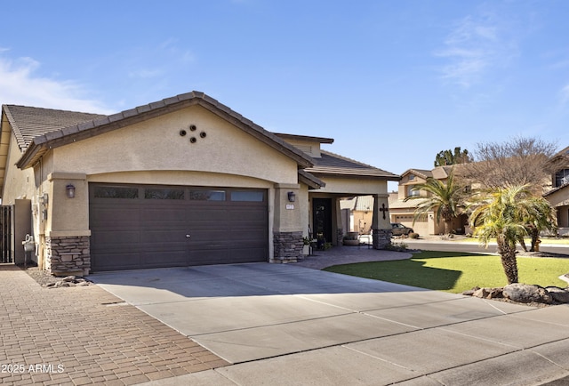 view of front of property with a garage