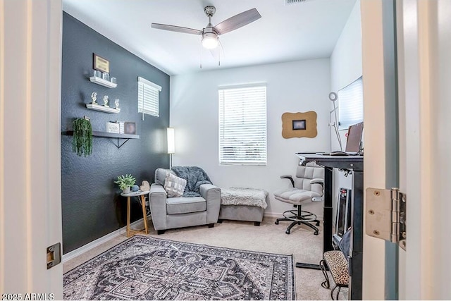 32047 N 125th Ave, Peoria, AZ 85383 - sitting room with light colored carpet, ceiling fan, and baseboards