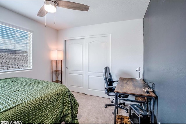 32047 N 125th Ave, Peoria, AZ 85383 - carpeted bedroom featuring an office area, a closet, and a ceiling fan
