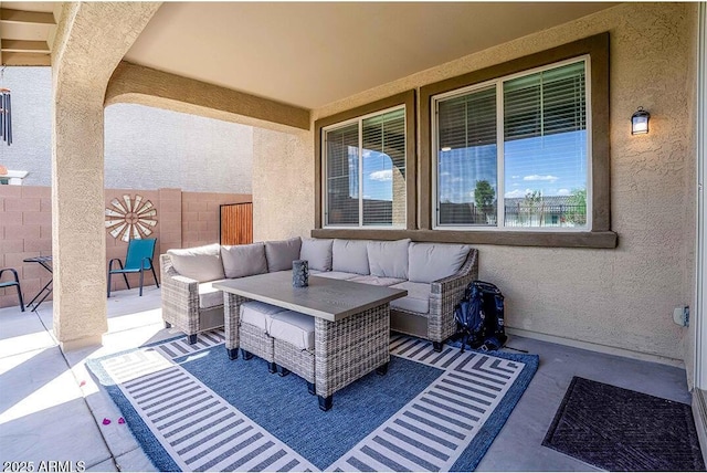 32047 N 125th Ave, Peoria, AZ 85383 - view of patio / terrace featuring an outdoor living space and fence