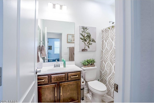 32047 N 125th Ave, Peoria, AZ 85383 - bathroom with toilet, vanity, and a shower with shower curtain