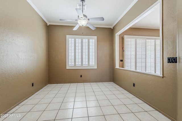 1391 W Windhaven Ave, Gilbert, AZ 85233 - spare room featuring ceiling fan and crown molding