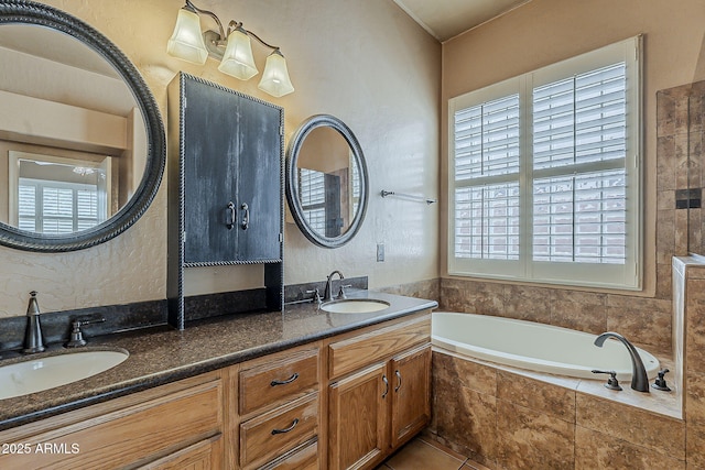1391 W Windhaven Ave, Gilbert, AZ 85233 - full bath featuring a garden tub, double vanity, and tile patterned flooring