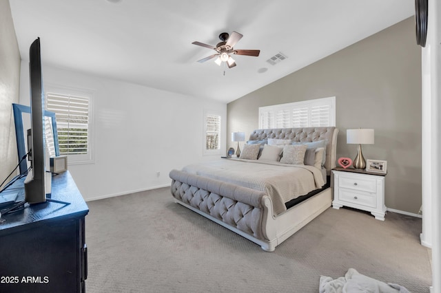2016 S 102nd Ln, Tolleson, AZ 85353 - bedroom with carpet floors, baseboards, lofted ceiling, and a ceiling fan