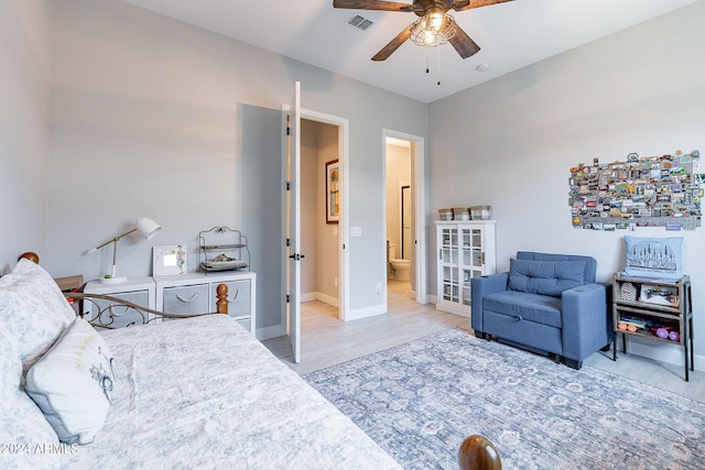 bedroom featuring ceiling fan