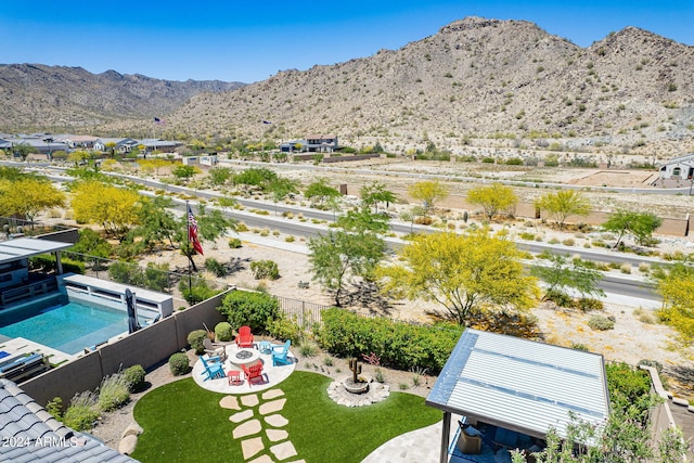 exterior space featuring a mountain view