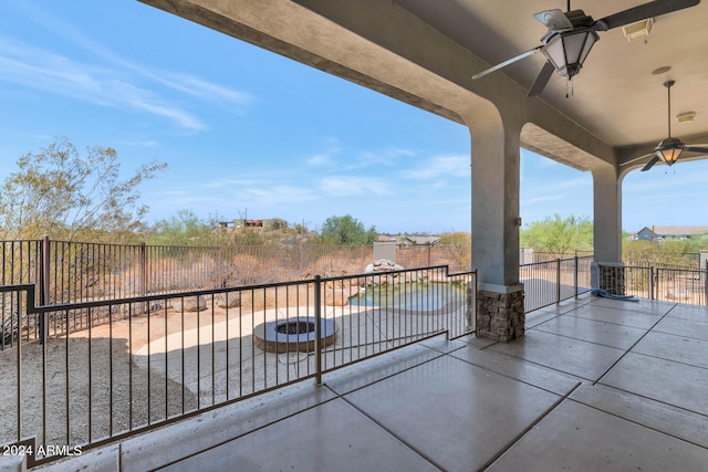 view of patio with ceiling fan