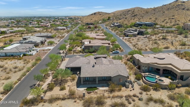 aerial view with a mountain view