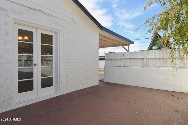 view of patio featuring french doors