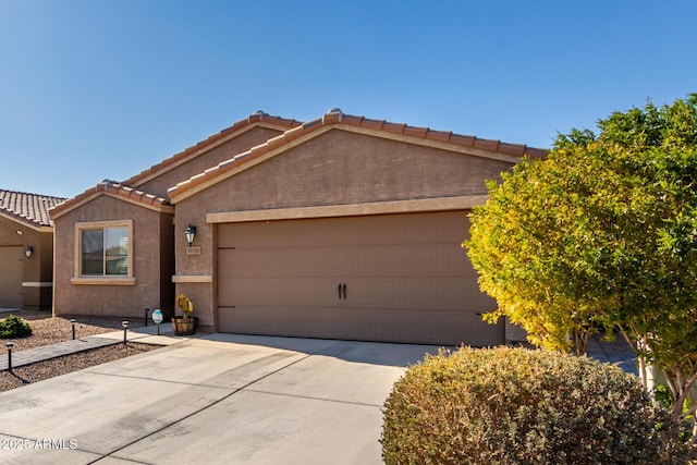 single story home with a garage