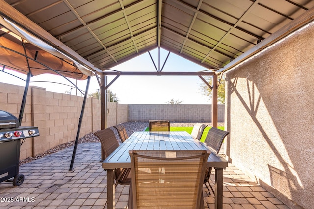 view of patio / terrace featuring a gazebo and area for grilling