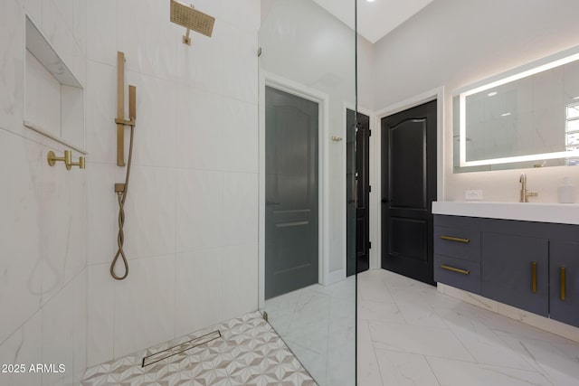 25454 N 73rd Ave, Peoria, AZ 85383 - full bath featuring marble finish floor, walk in shower, and vanity