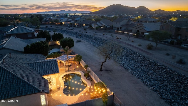 25454 N 73rd Ave, Peoria, AZ 85383 - aerial view at dusk featuring a residential view and a mountain view