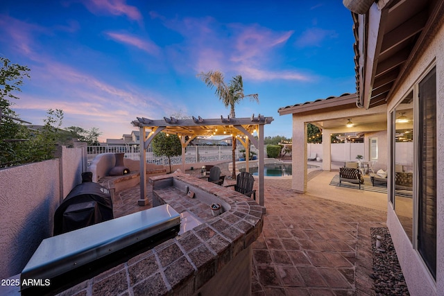 25454 N 73rd Ave, Peoria, AZ 85383 - view of patio featuring a pergola, a fenced backyard, and a fenced in pool
