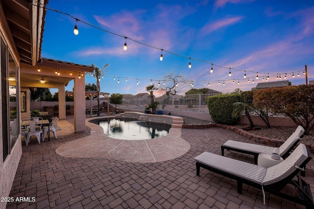 25454 N 73rd Ave, Peoria, AZ 85383 - patio terrace at dusk with a fenced backyard