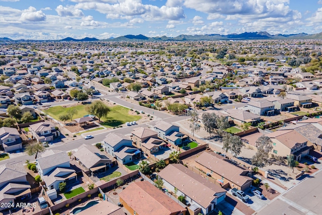 bird's eye view with a residential view and a mountain view