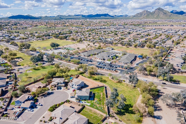 drone / aerial view with a mountain view and a residential view