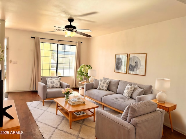 7801 N 44th Dr Unit 1180, Glendale, AZ 85301 - living area with a ceiling fan and wood finished floors
