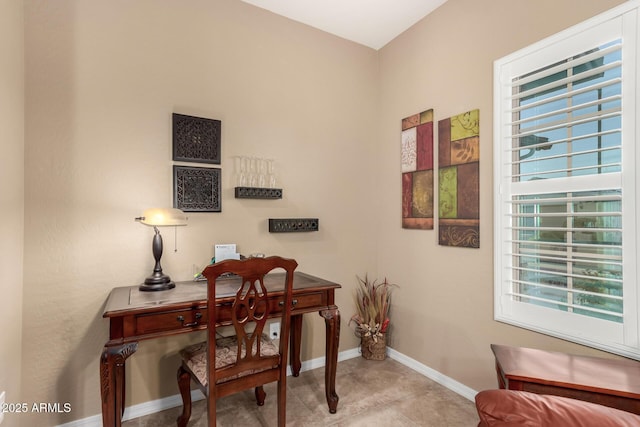 tiled office with baseboards