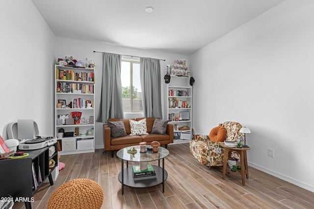 living area featuring wood-type flooring