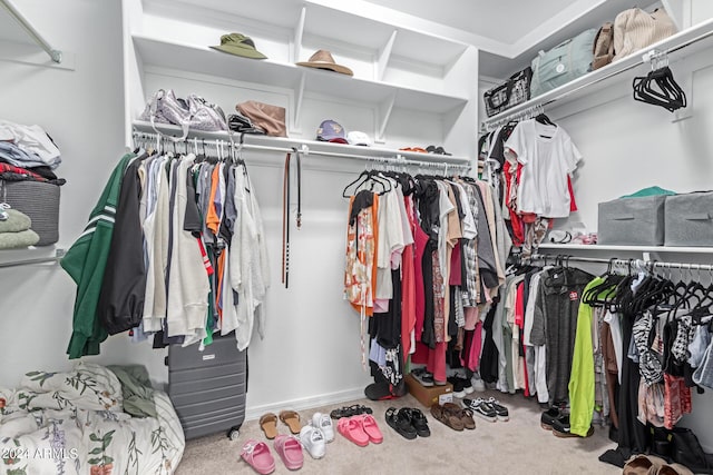 walk in closet featuring carpet