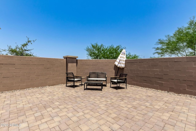 view of patio / terrace featuring an outdoor living space