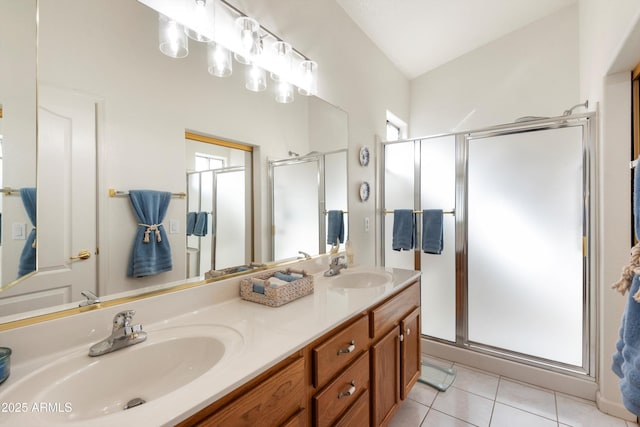 17611 W Ingleside Dr, Surprise, AZ 85374 - full bath with a sink, a shower stall, and tile patterned floors