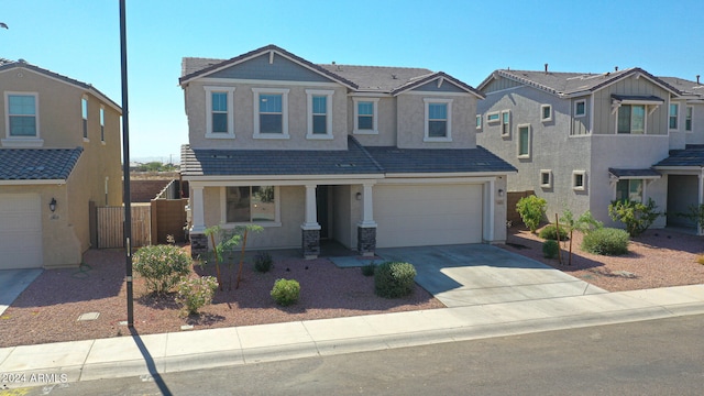 view of front of property with a garage