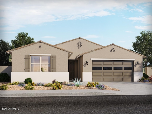 view of front of house with a garage