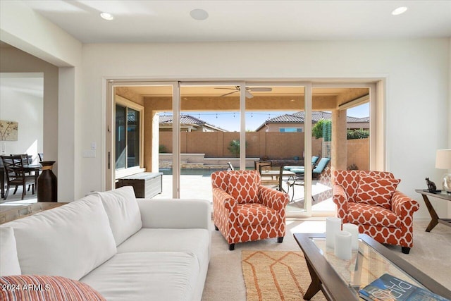 living room with carpet