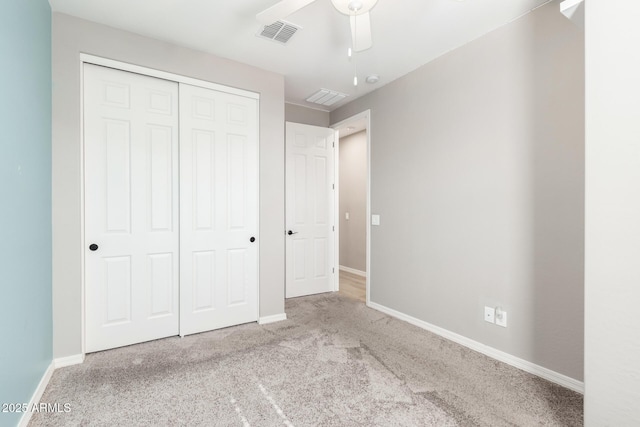 3910 E Turley St, Gilbert, AZ 85295 - unfurnished bedroom with a closet, carpet flooring, baseboards, and ceiling fan