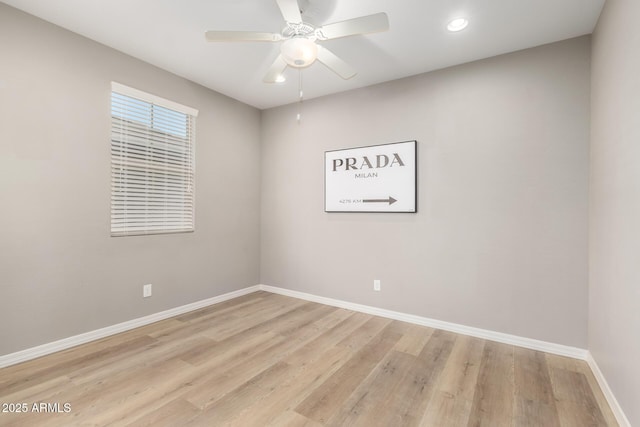 3910 E Turley St, Gilbert, AZ 85295 - unfurnished room featuring baseboards, light wood-type flooring, recessed lighting, and ceiling fan