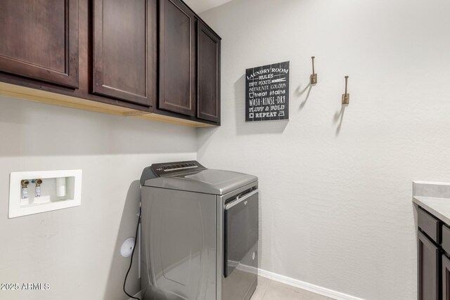 3910 E Turley St, Gilbert, AZ 85295 - laundry area featuring washer / dryer, cabinet space, and baseboards