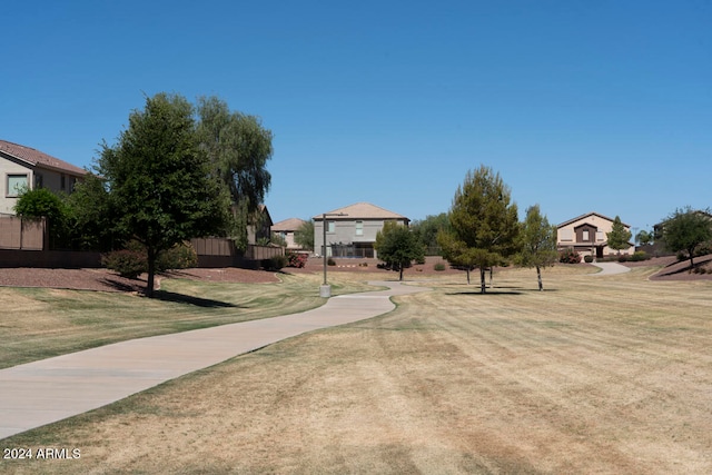 view of community featuring a lawn